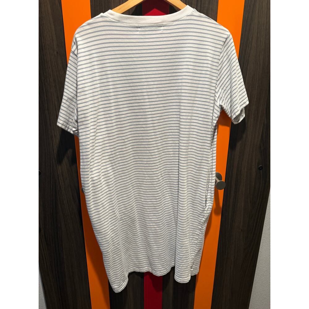 Cotton Emporium Striped Light Blue and White T-Shirt Casual Dress Sz. L - Picture 2 of 7